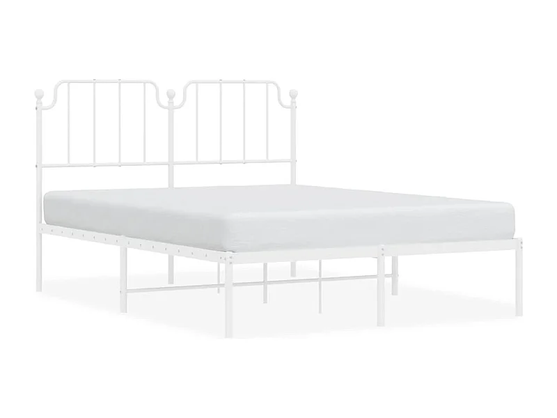 Cadre de lit métal avec tête de lit blanc 135x190