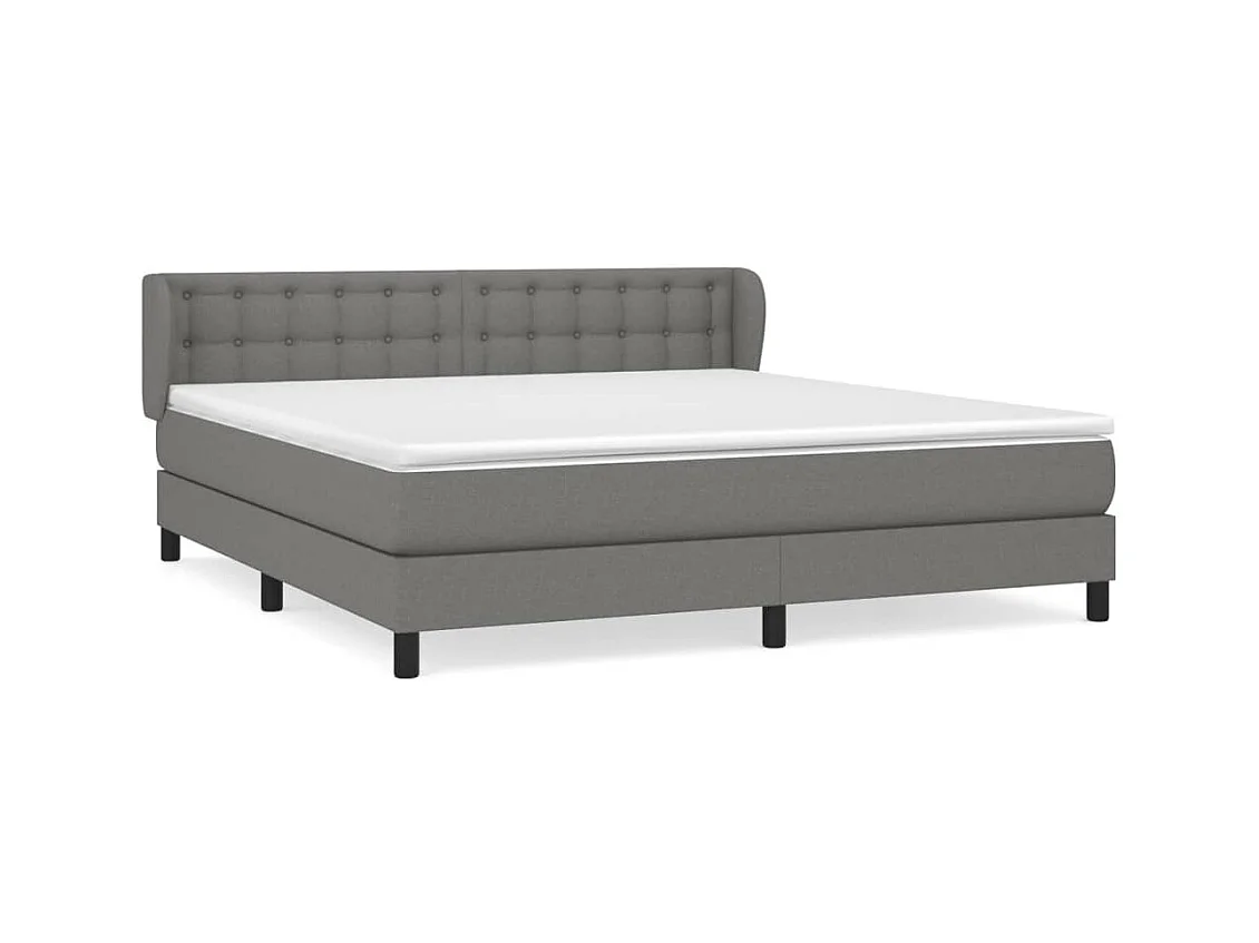 Lit à sommier tapissier avec matelas Gris foncé 160x200 Tissu 6
