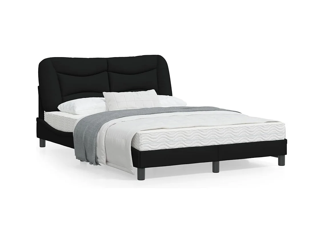 Cadre de lit avec lumières LED noir 140x200 tissu