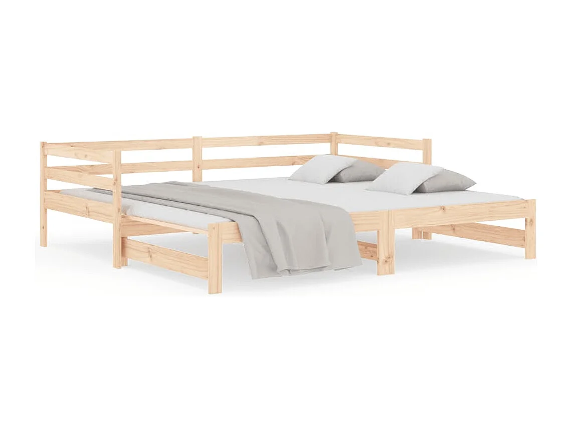 Slaapbank met onderschuifbed 90x200 cm massief grenenhout