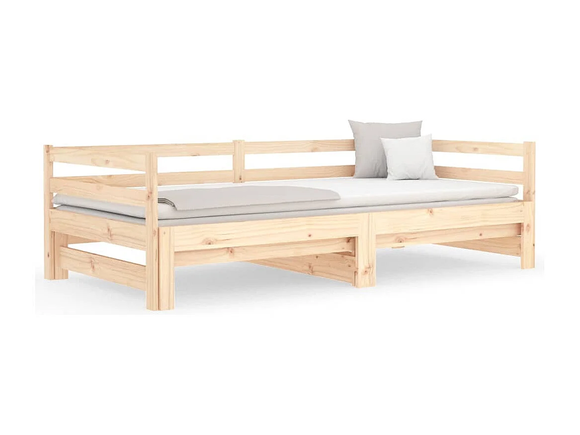 Slaapbank met onderschuifbed 90x200 cm massief grenenhout