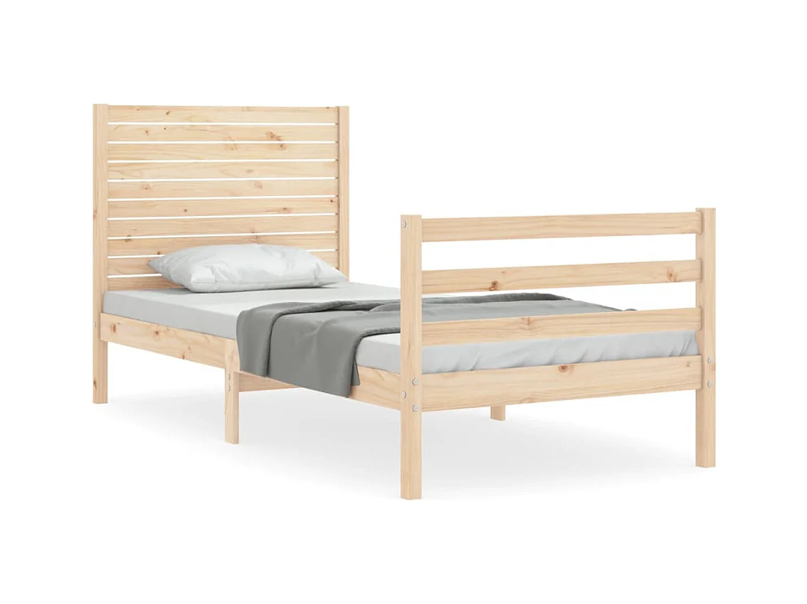 Cadre de lit avec tête de lit 90x200 bois massif