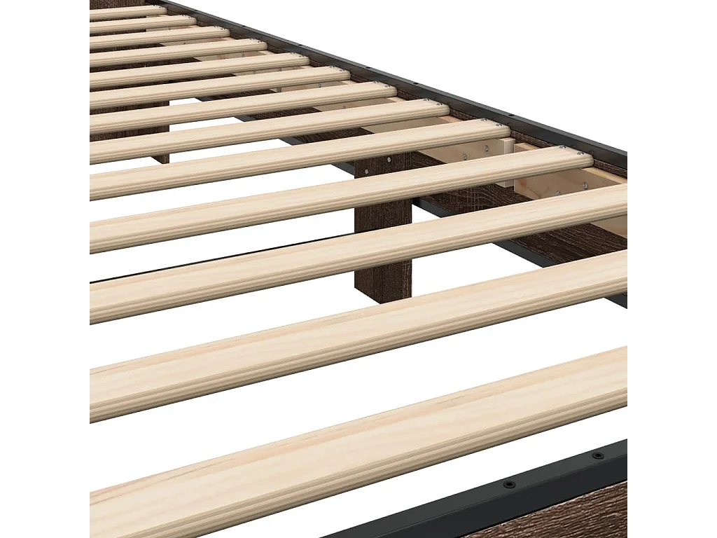 Cadre de lit chêne marron 100x200 bois d'ingénierie et métal