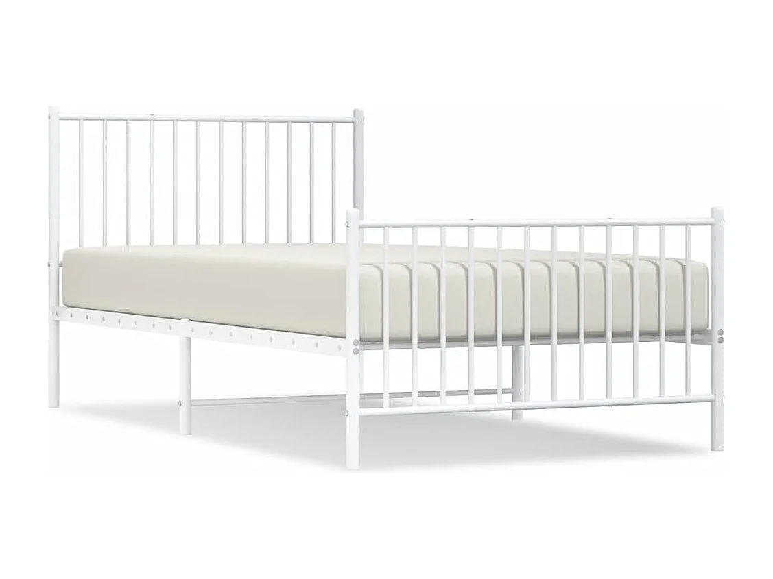 Cadre de lit métal avec tête de lit-pied de lit blanc 100x200