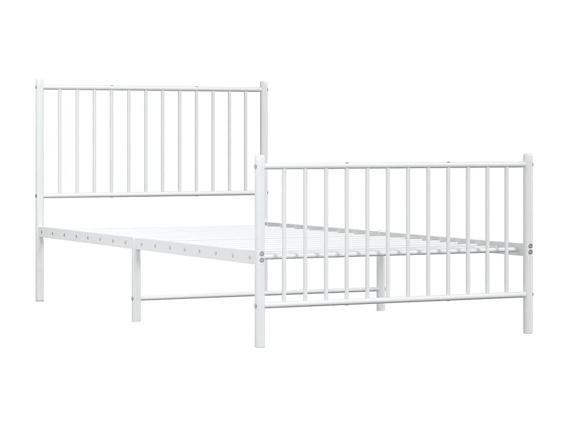 Cadre de lit métal avec tête de lit-pied de lit blanc 100x200