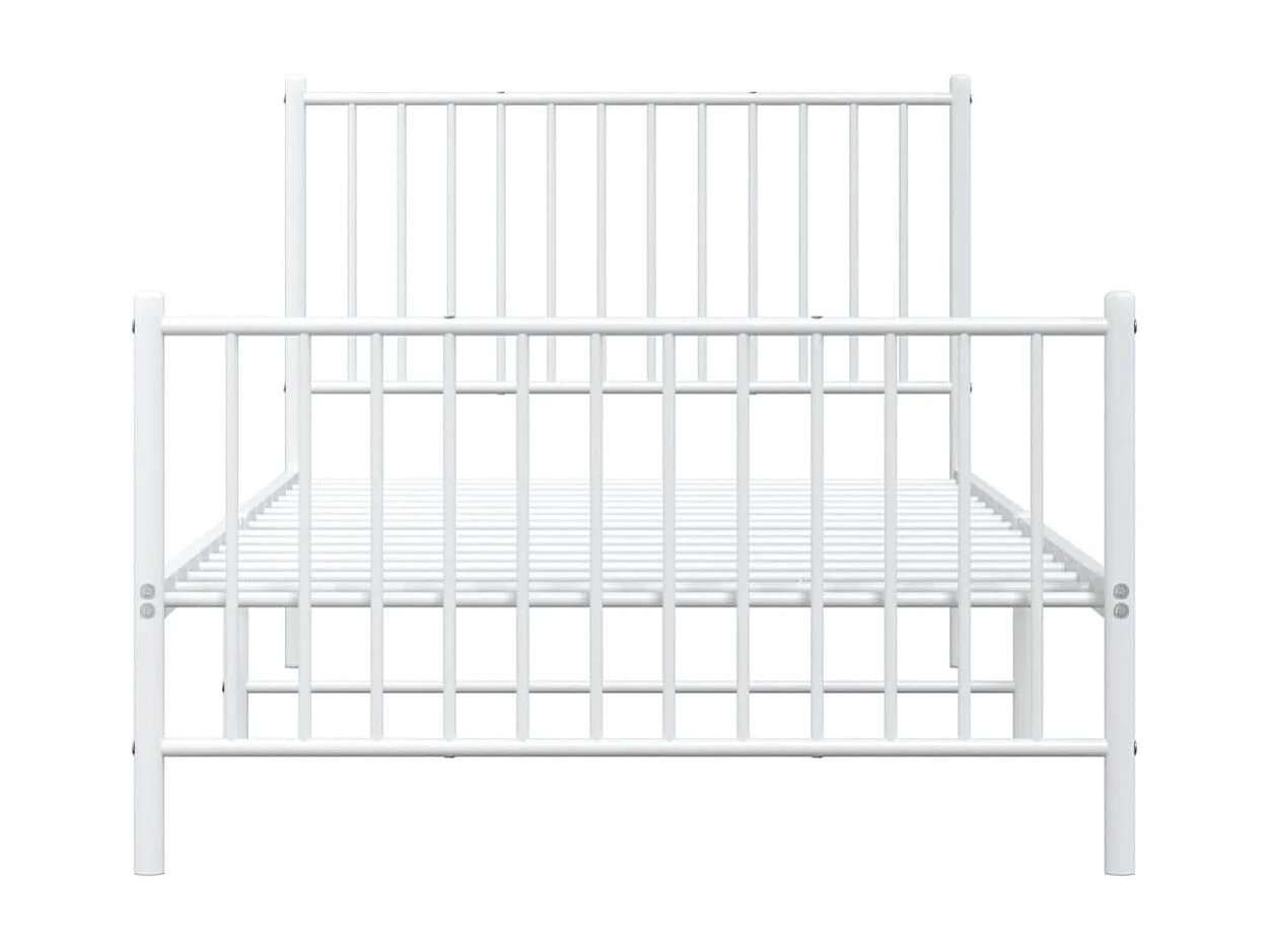 Cadre de lit métal avec tête de lit-pied de lit blanc 100x200