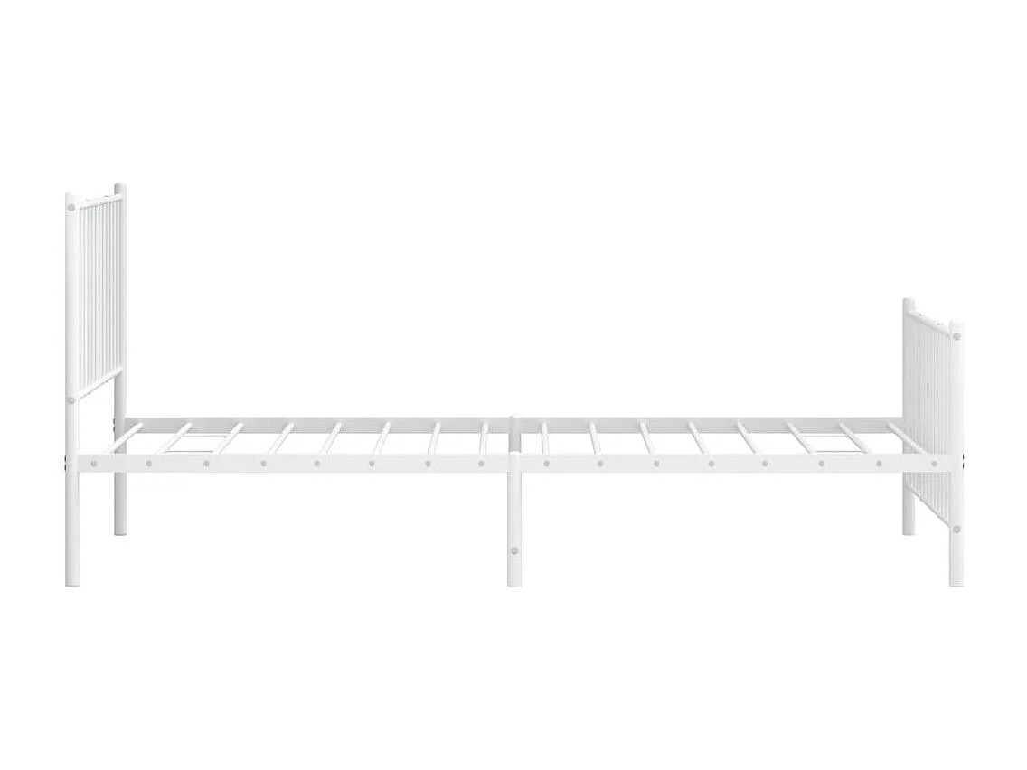 Cadre de lit métal avec tête de lit-pied de lit blanc 100x200