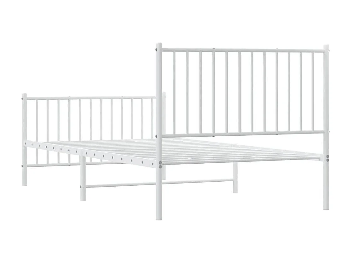 Cadre de lit métal avec tête de lit-pied de lit blanc 100x200