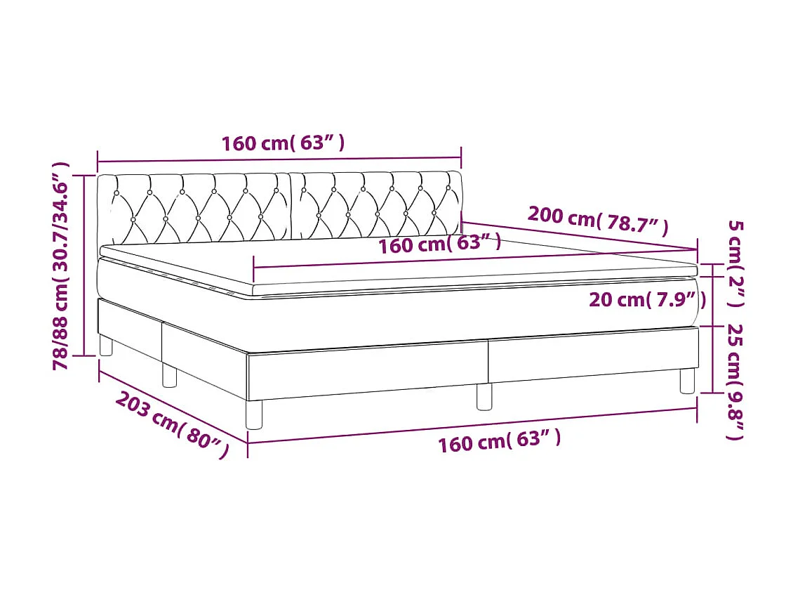 Sommier à lattes de lit avec matelas LED Taupe 160x200 Tissu
