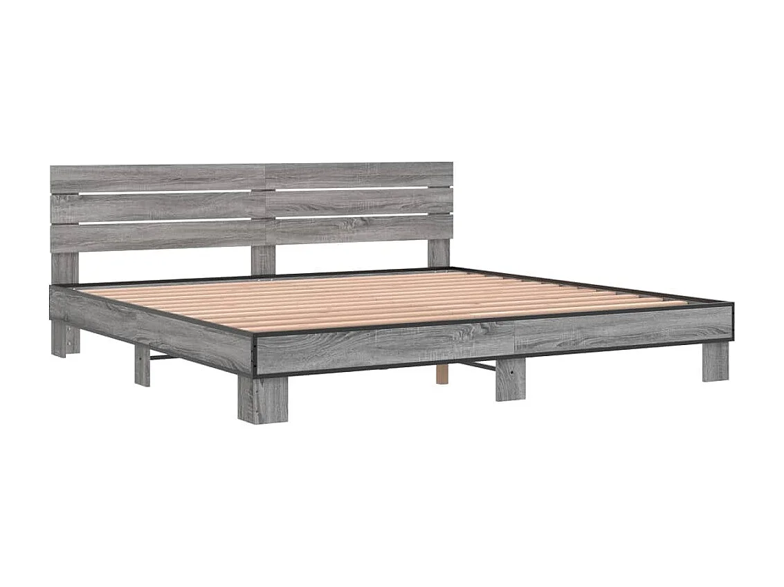Cadre de lit sonoma gris 200x200 bois d'ingénierie et métal