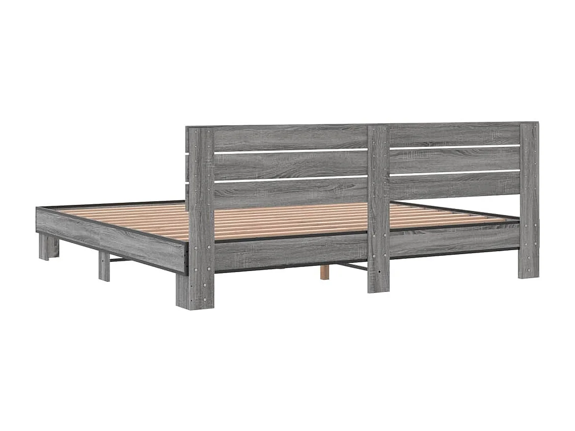 Cadre de lit sonoma gris 200x200 bois d'ingénierie et métal