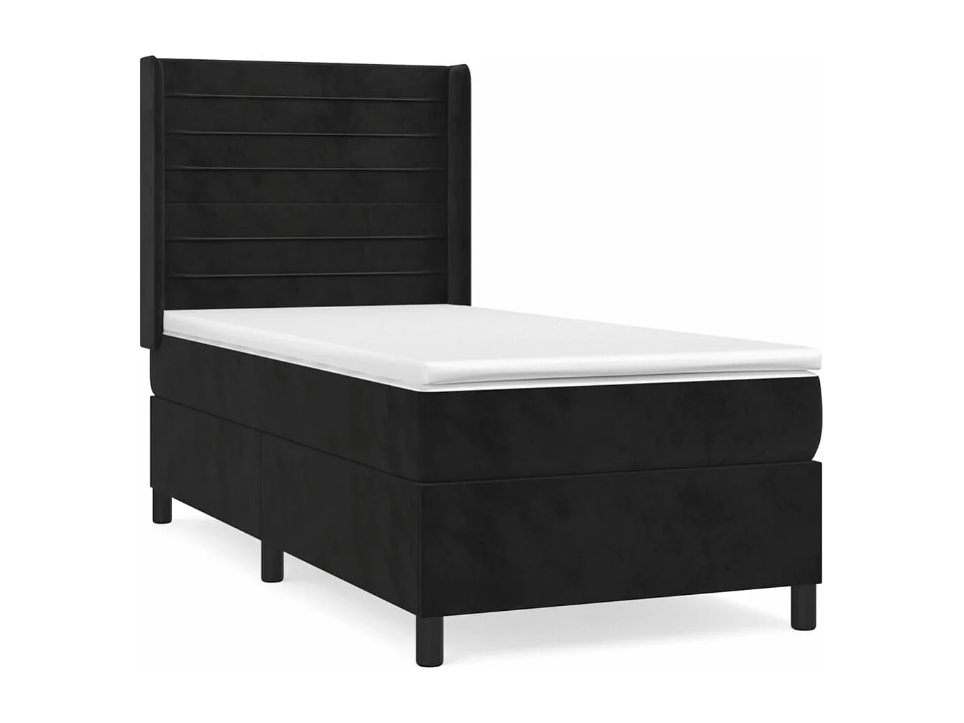 Sommier à lattes de lit avec matelas Noir 90x200 Velours
