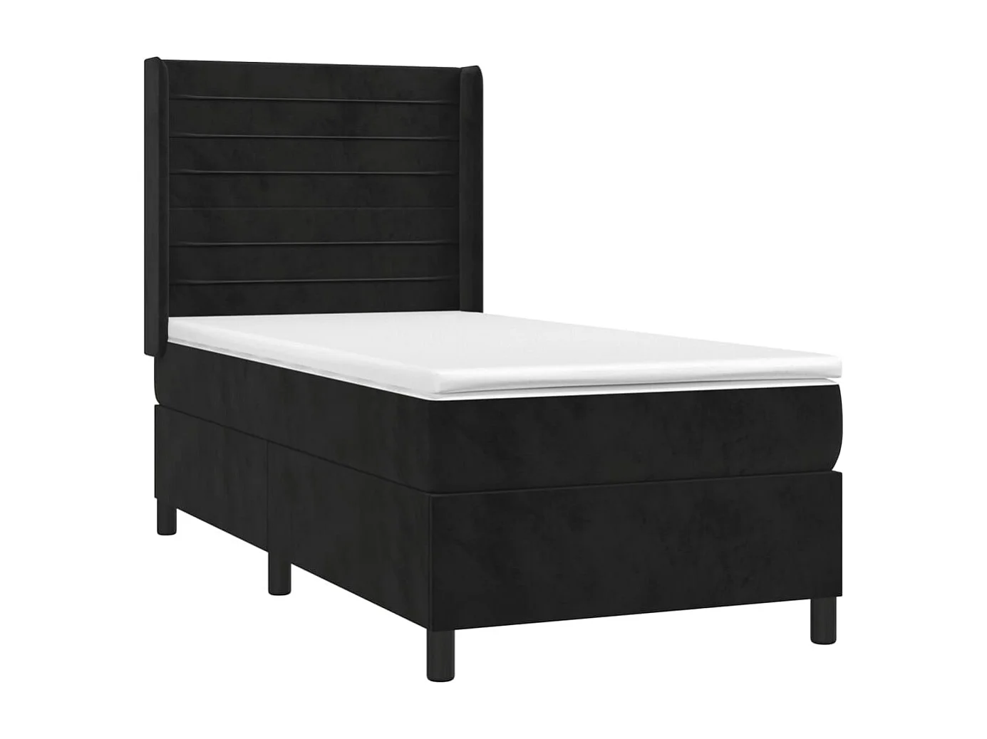 Sommier à lattes de lit avec matelas Noir 90x200 Velours
