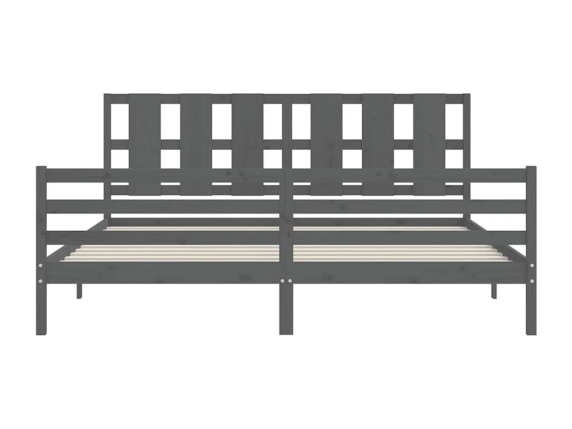 Cadre de lit avec tête de lit gris 200x200 bois massif