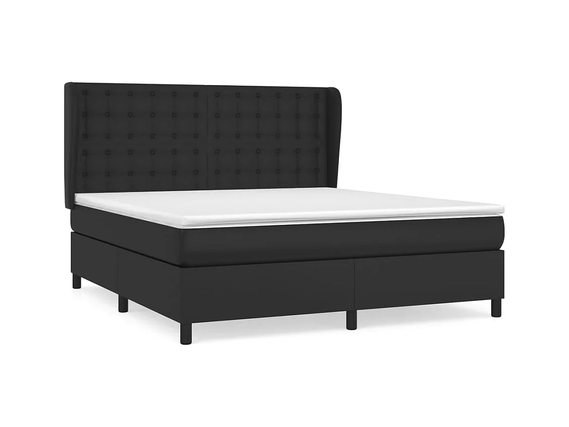 Sommier à lattes de lit avec matelas Noir 180x200 Similicuir