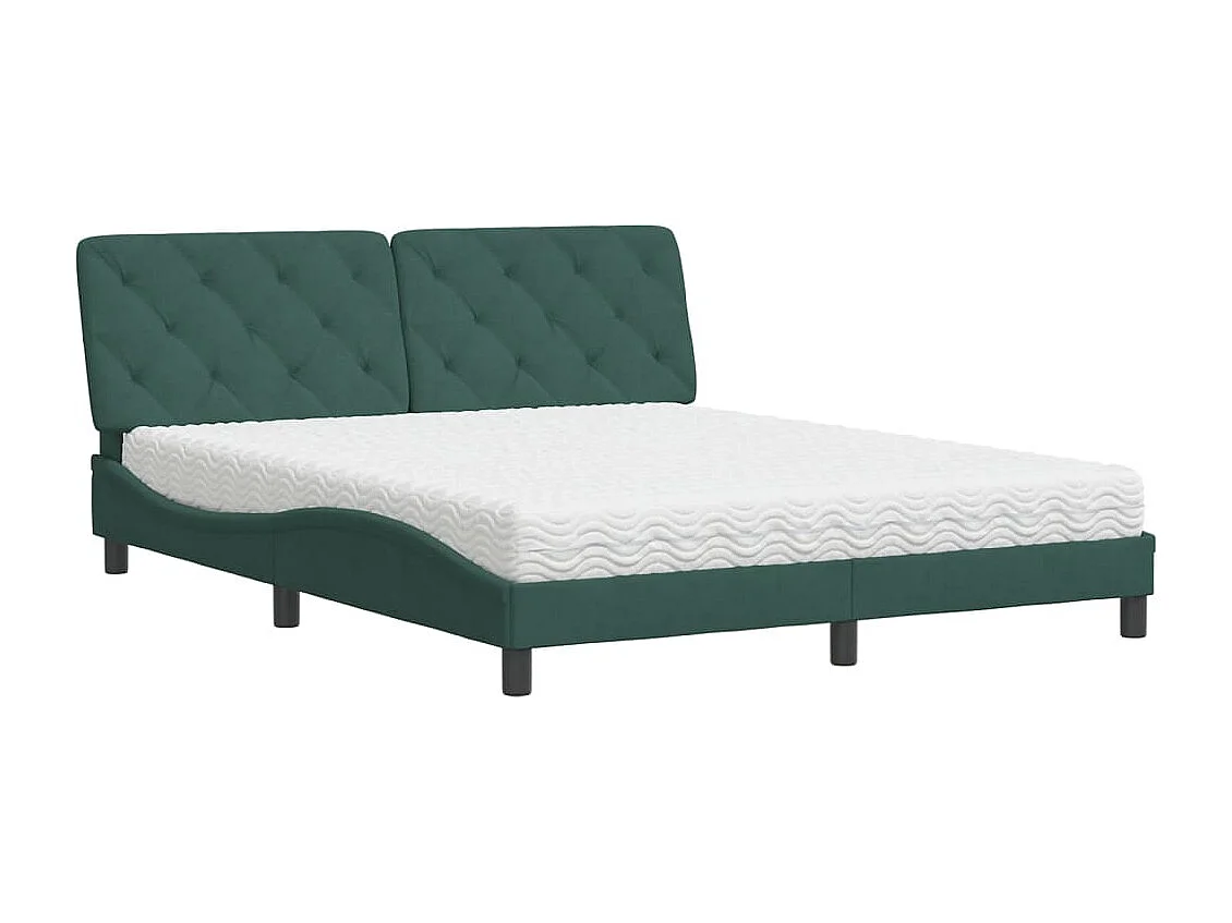 Lit avec matelas vert foncé 160x200 velours