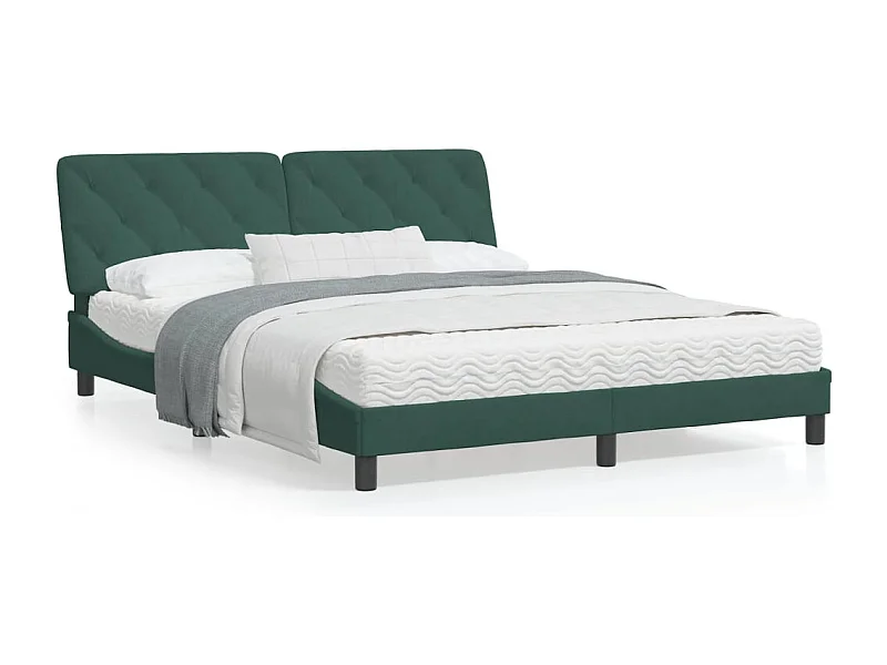Lit avec matelas vert foncé 160x200 velours