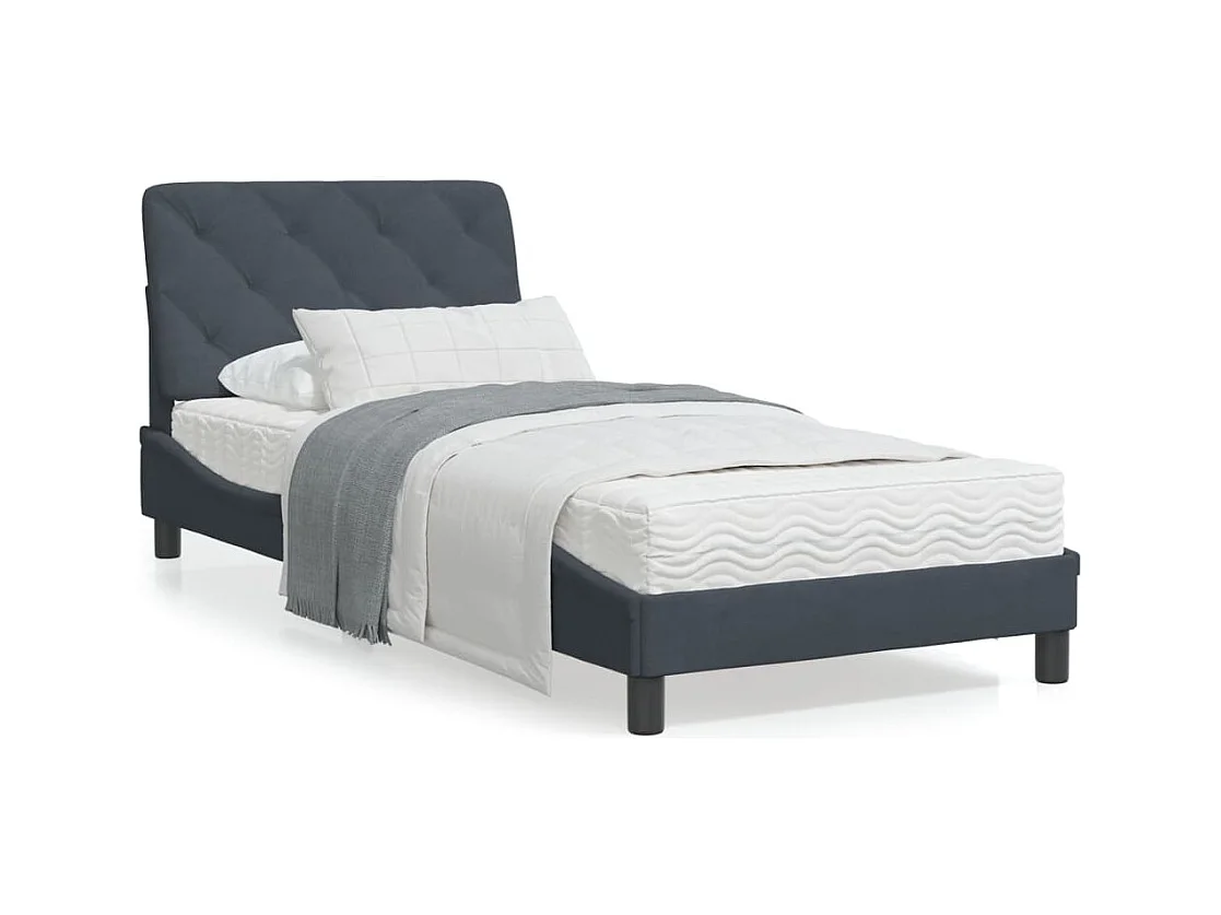 Cadre de lit avec lumières LED gris foncé 90x200 velours