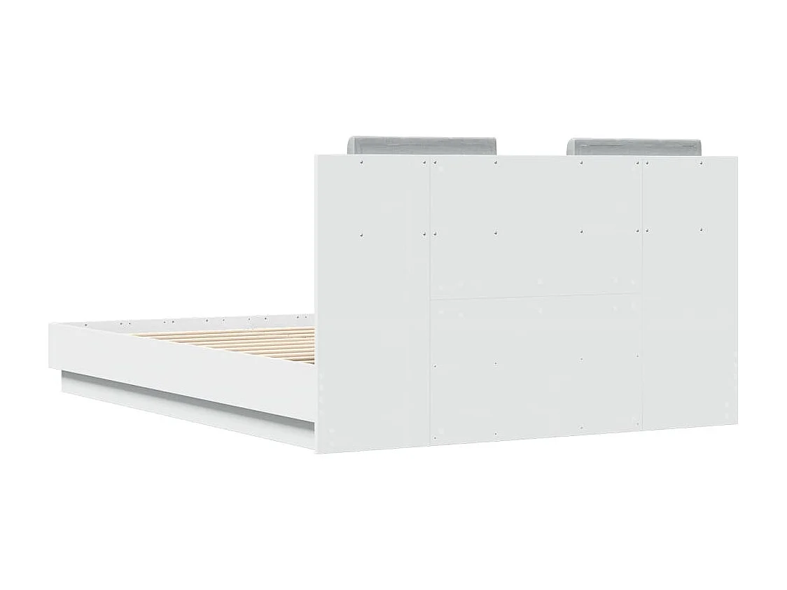 Cadre de lit avec tête de lit blanc 135x190 bois d'ingénierie