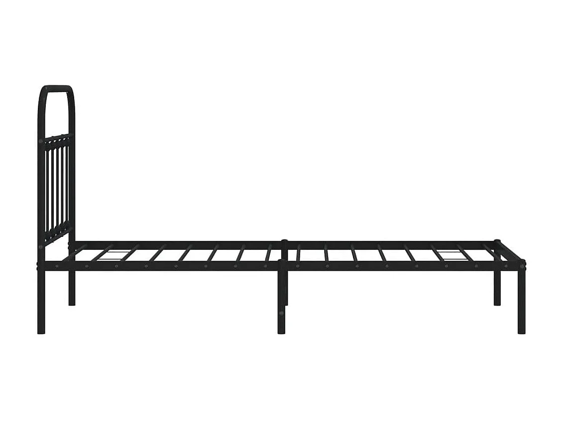 Cadre de lit métal avec tête de lit noir 90x190