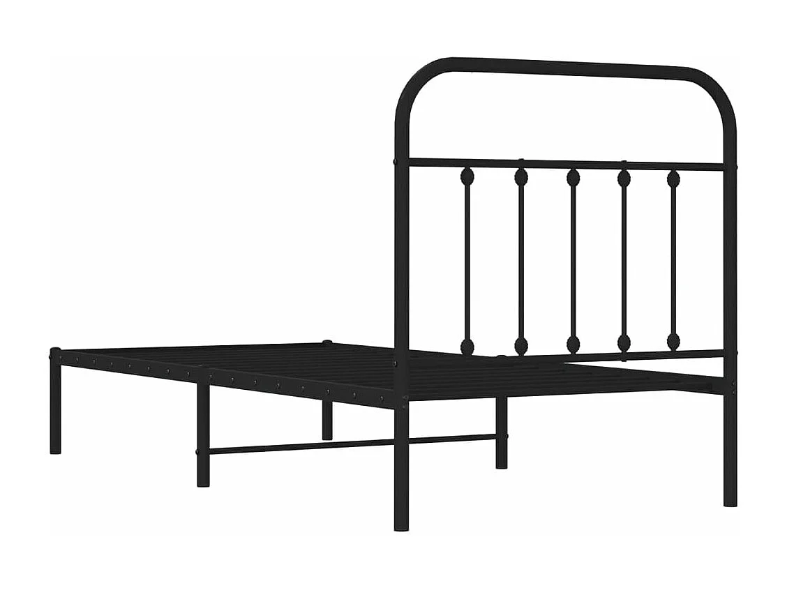 Cadre de lit métal avec tête de lit noir 90x190
