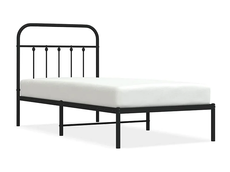 Cadre de lit métal avec tête de lit noir 90x190