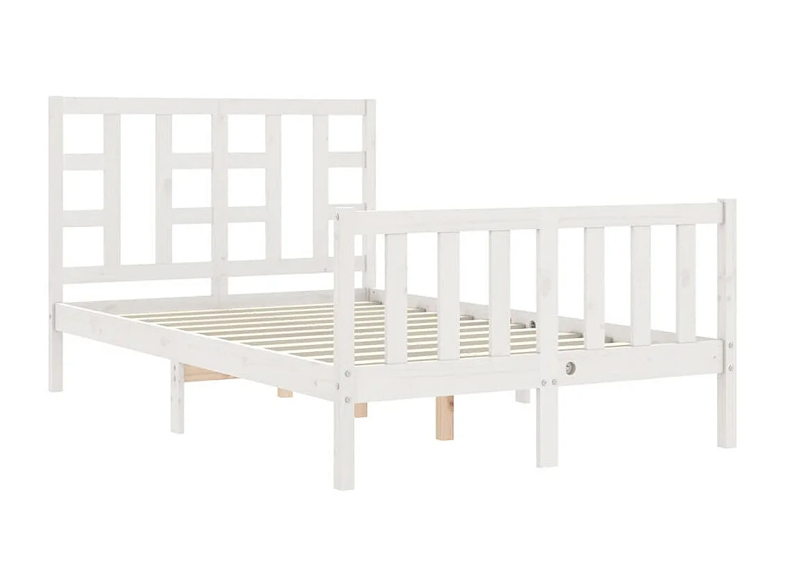 Cadre de lit avec tête de lit blanc petit double bois massif