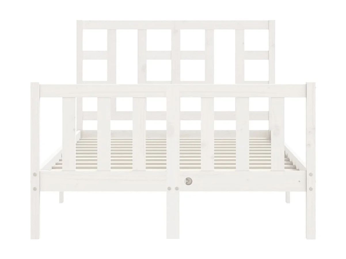 Cadre de lit avec tête de lit blanc petit double bois massif