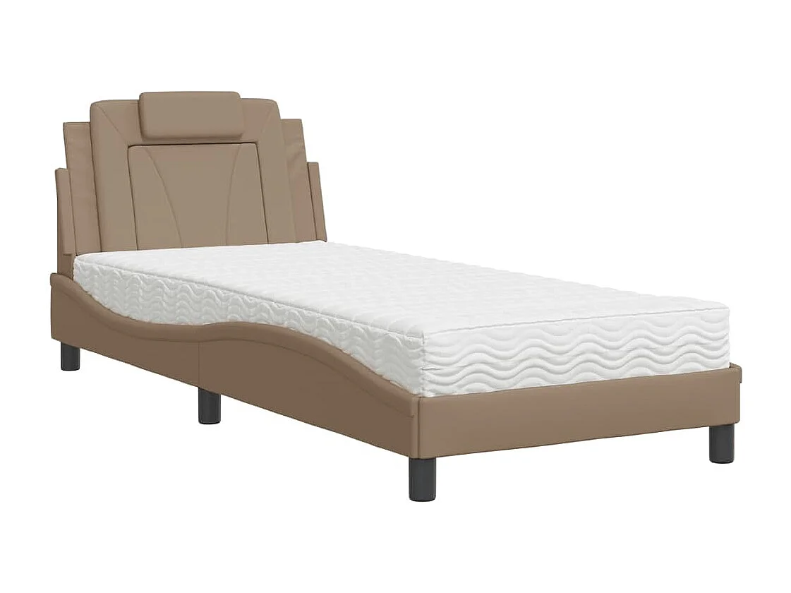 Lit avec matelas cappuccino 80x200 similicuir
