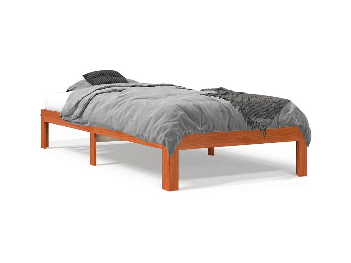 Cadre de lit marron 90x190 bois de pin massif