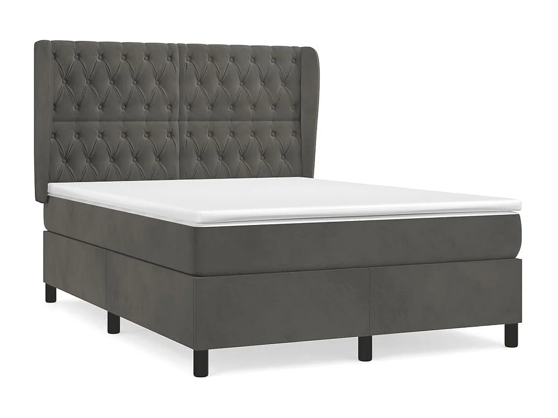Sommier à lattes de lit et matelas Gris foncé 140x190 Velours