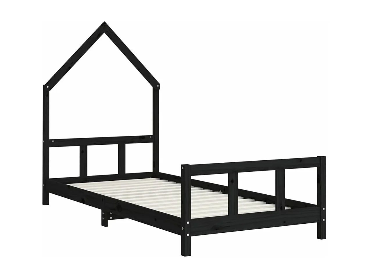 Cadre de lit pour enfants noir 90x200 bois de pin massif