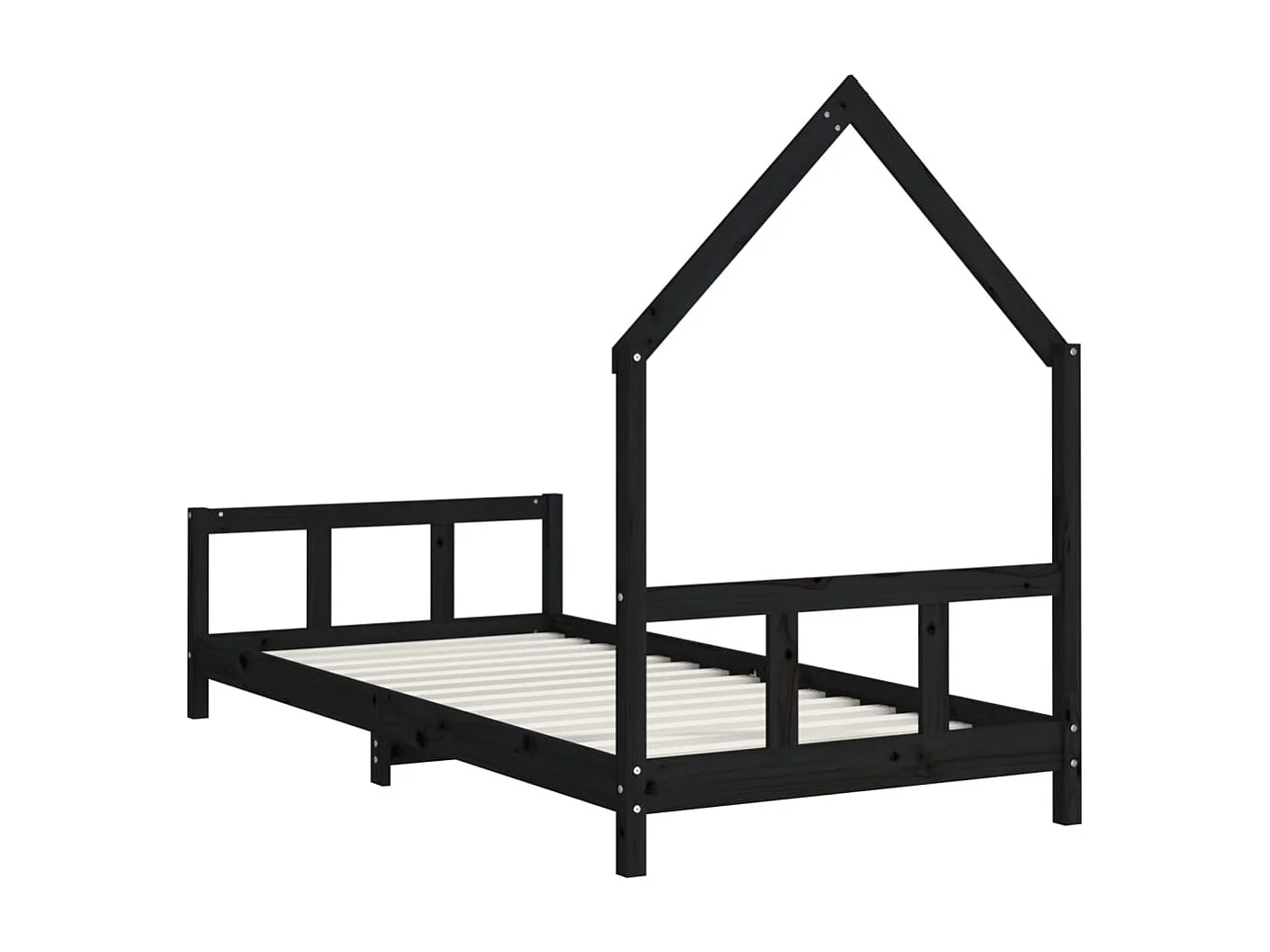 Cadre de lit pour enfants noir 90x200 bois de pin massif