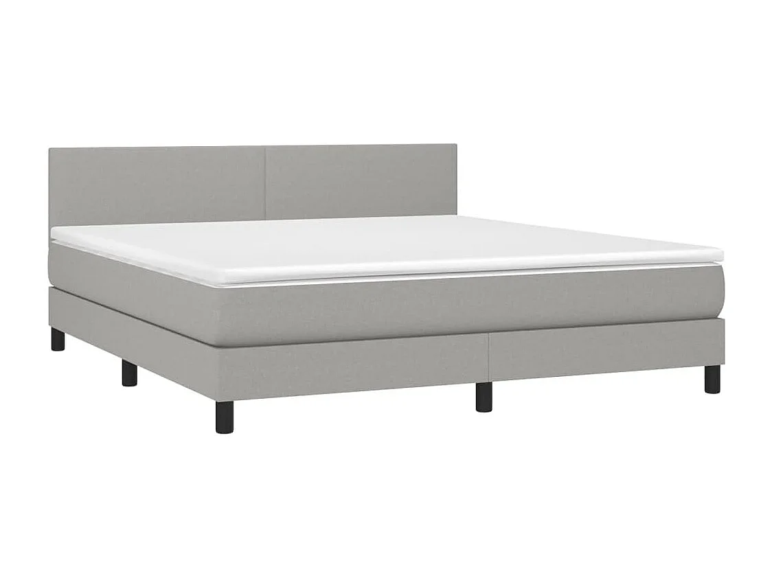 Lit à sommier tapissier et matelas et LED Gris clair 180x200 Tissu 2