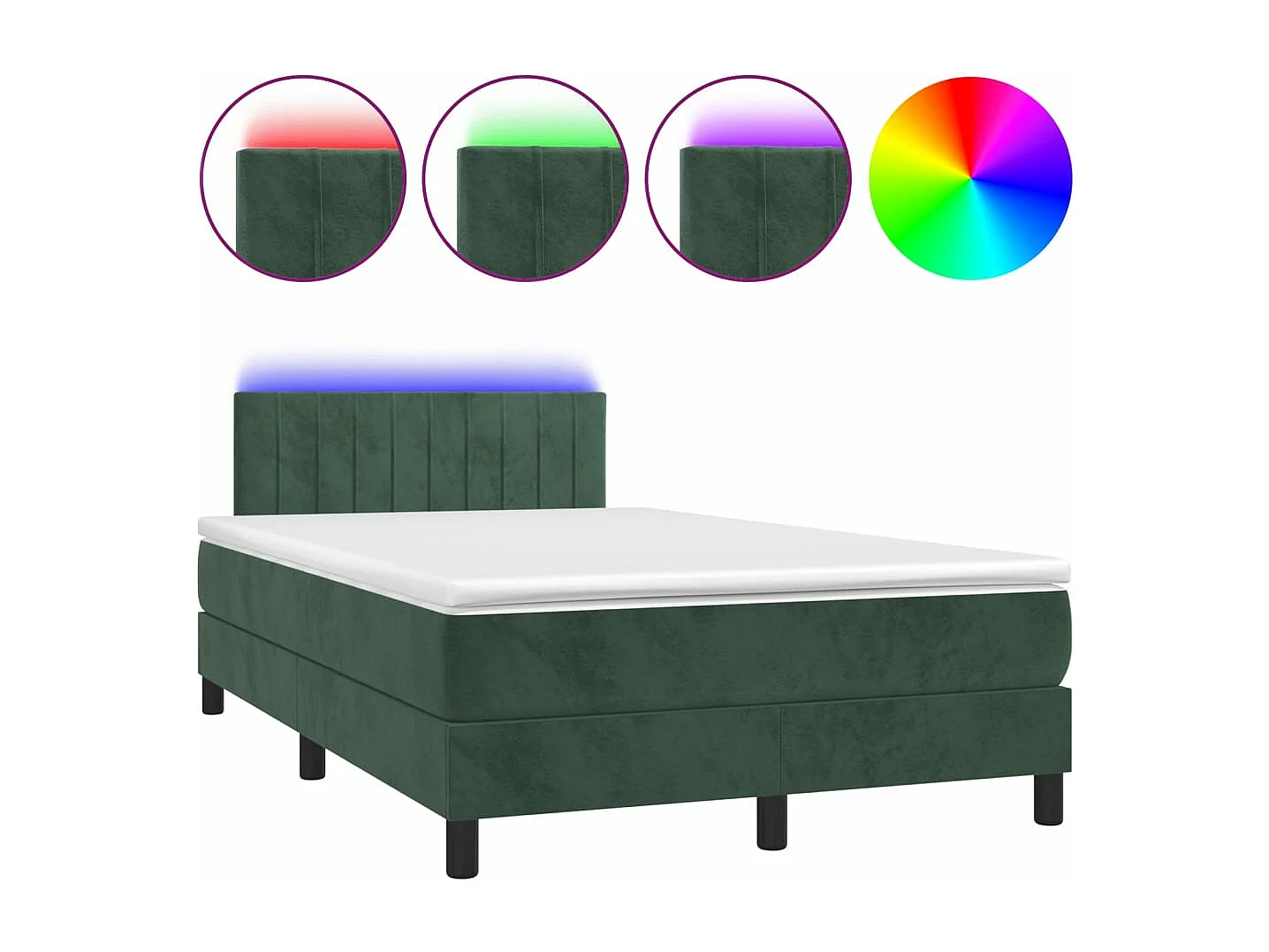 Sommier à lattes de lit avec matelas LED vert foncé 120x190