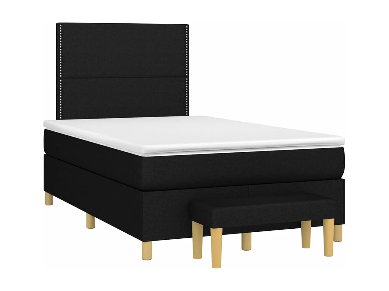 Sommier à lattes de lit avec matelas noir 120x190 tissu