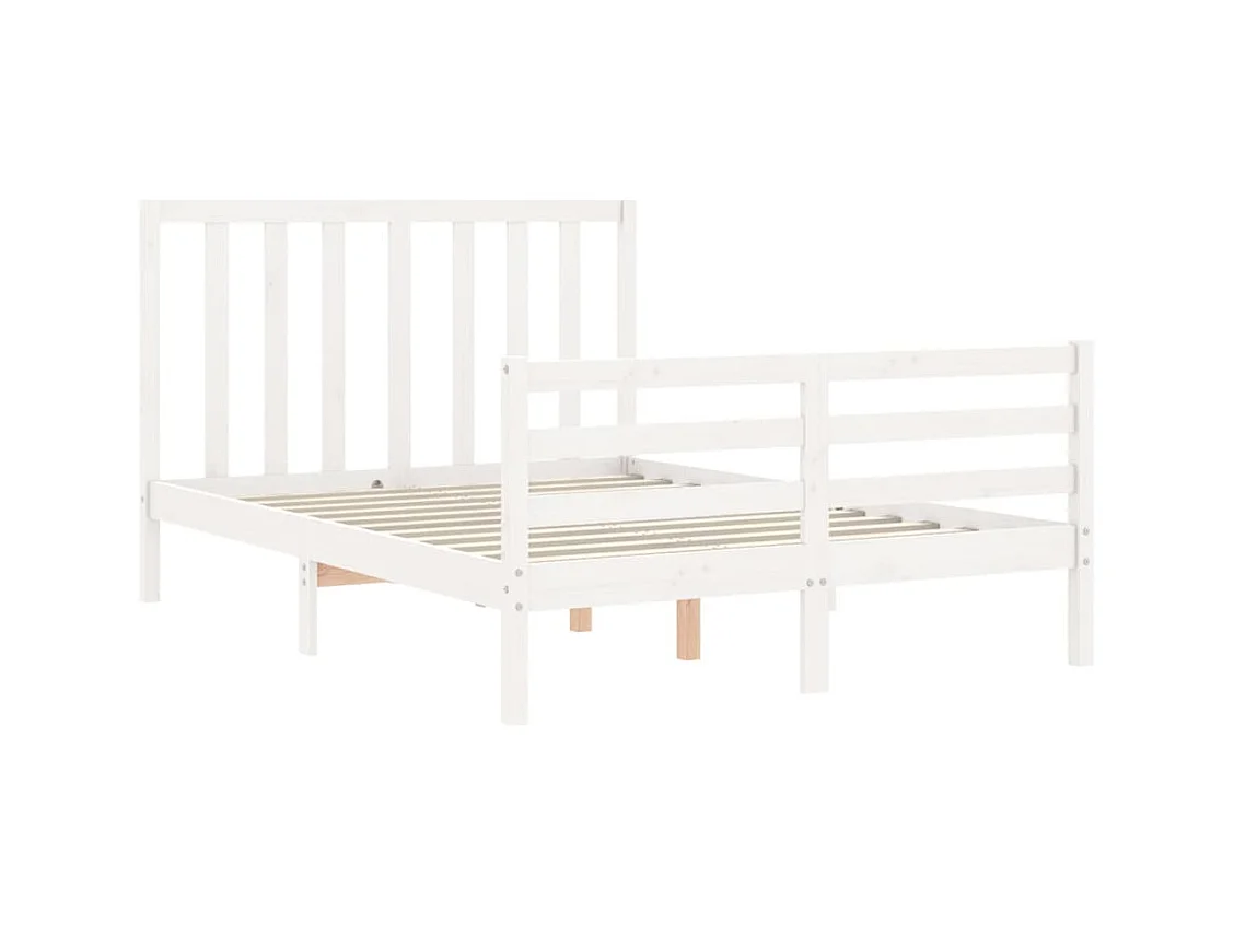 Cadre de lit avec tête de lit blanc 140x190 bois massif