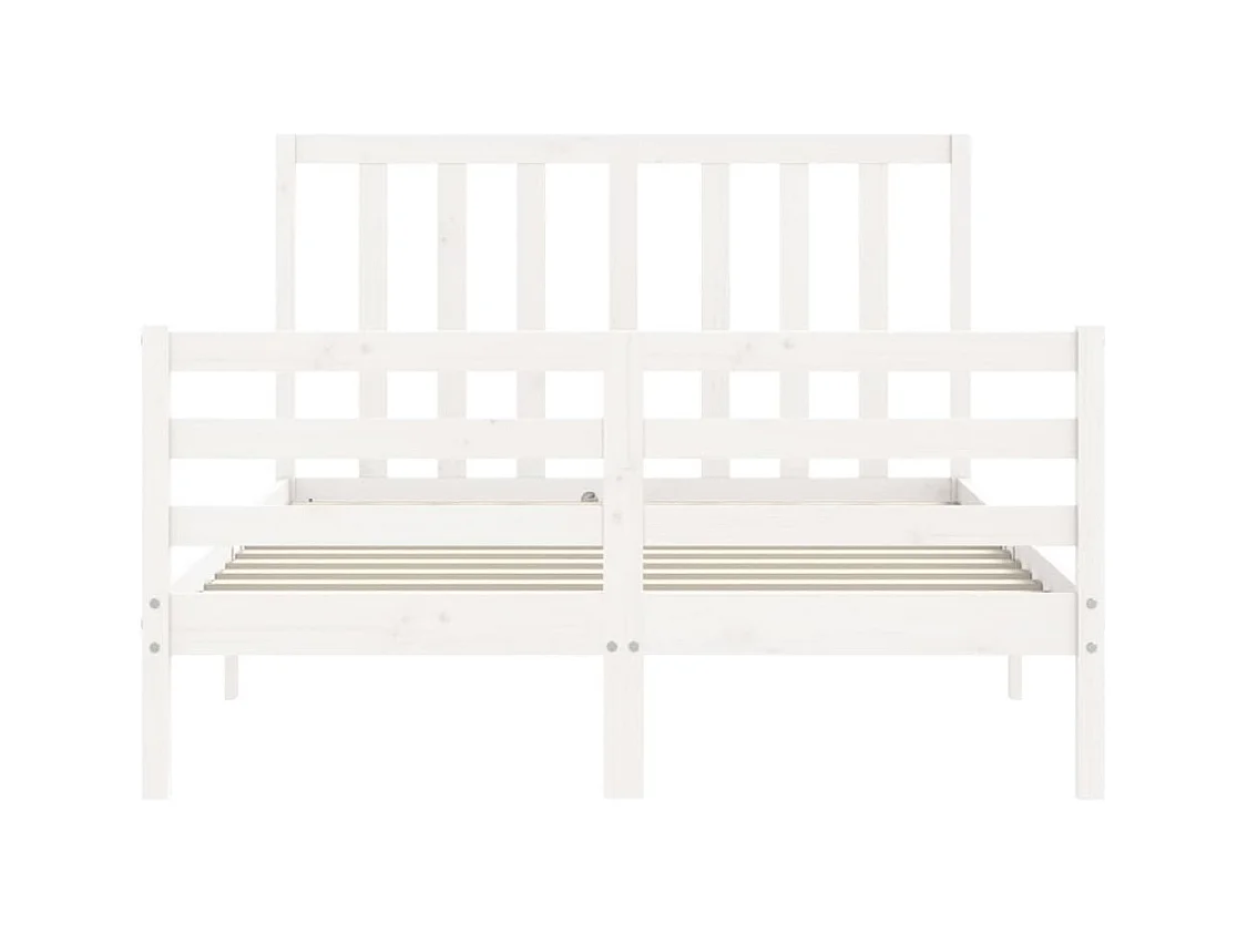 Cadre de lit avec tête de lit blanc 140x190 bois massif