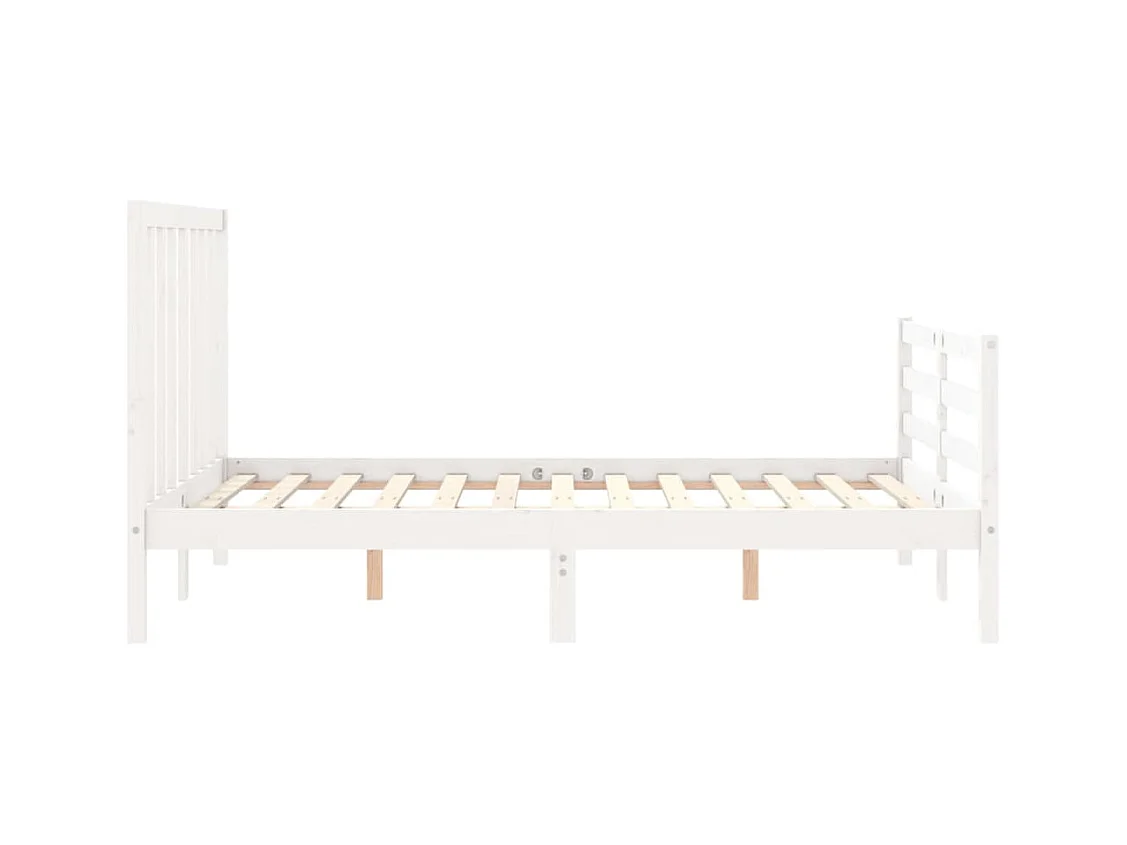 Cadre de lit avec tête de lit blanc 140x190 bois massif