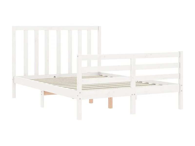 Cadre de lit avec tête de lit blanc 140x190 bois massif