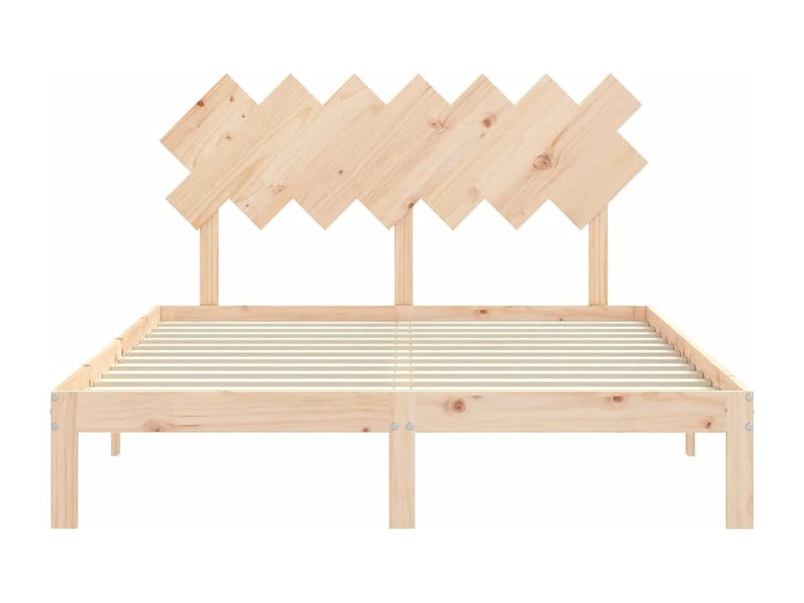 Bedframe met hoofdbord massief hout 140x190 cm