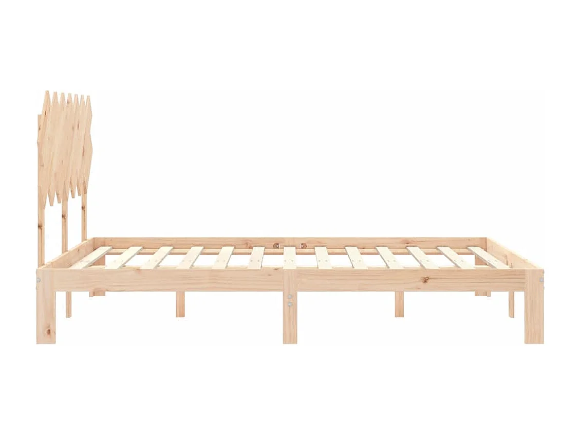 Bedframe met hoofdbord massief hout 140x190 cm