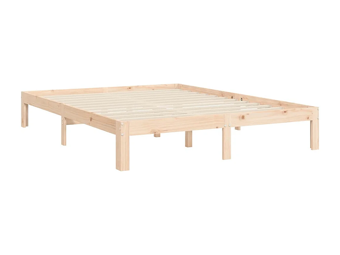 Bedframe met hoofdbord massief hout 140x190 cm
