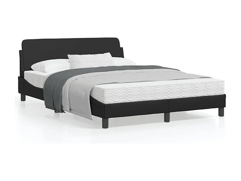 Cadre de lit avec tête de lit Noir 140x200 Similicuir