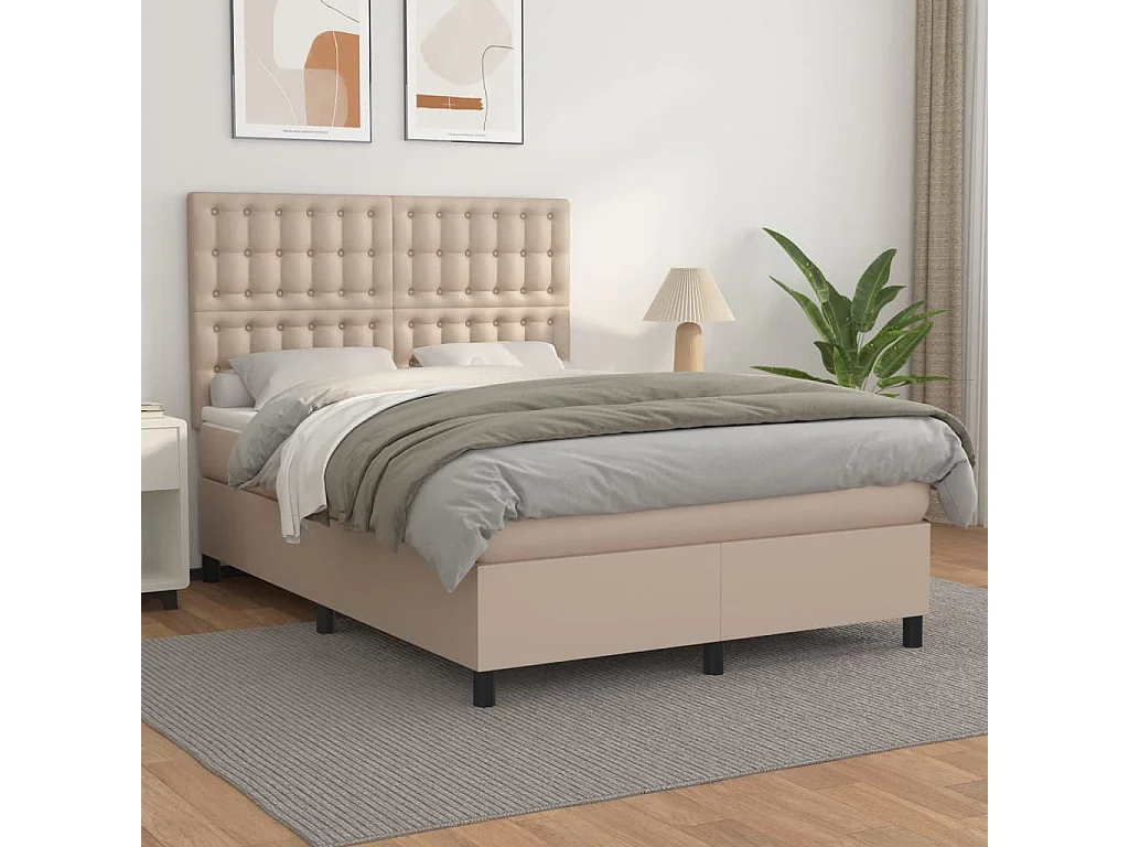 Sommier à lattes de lit avec matelas Cappuccino 140x190