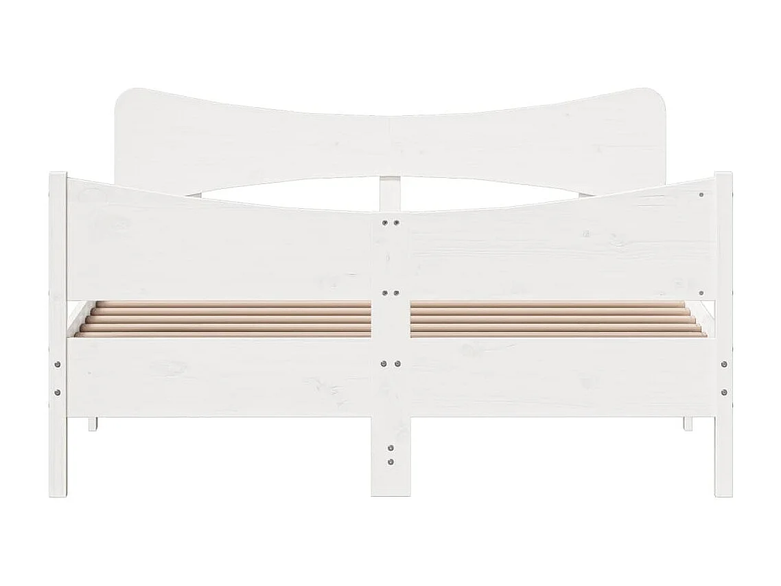 Cadre de lit avec tête de lit blanc 135x190 bois pin massif