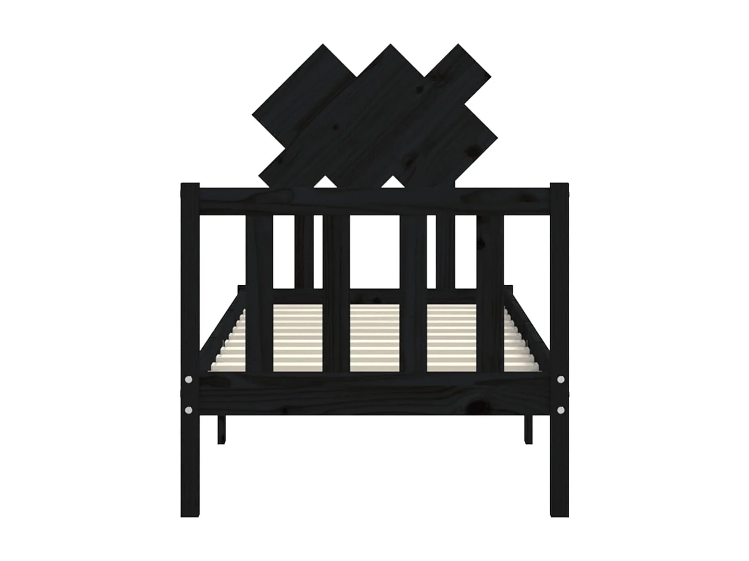Cadre de lit avec tête de lit noir petit simple bois massif