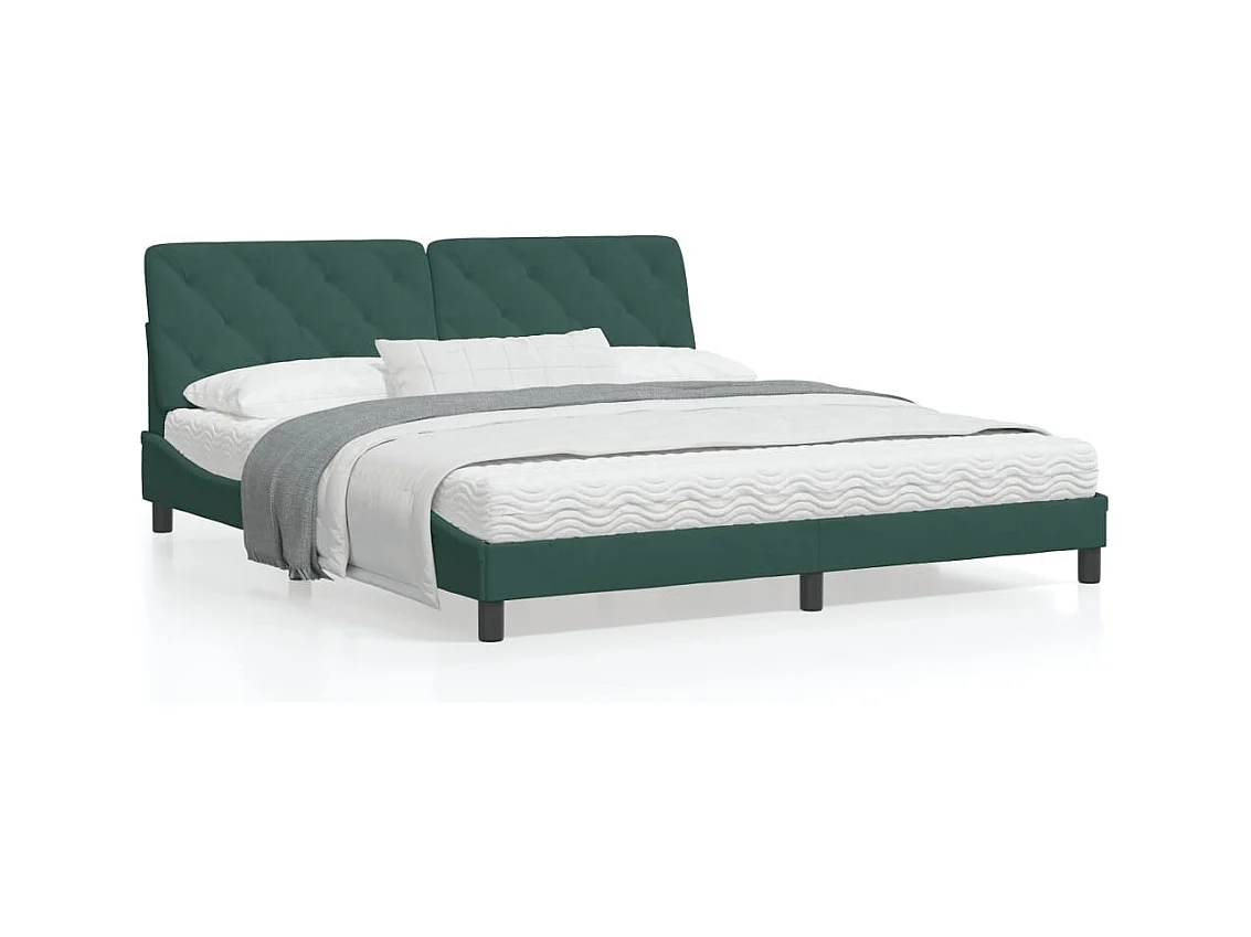 Cadre de lit avec lumières LED vert foncé 180x200 velours