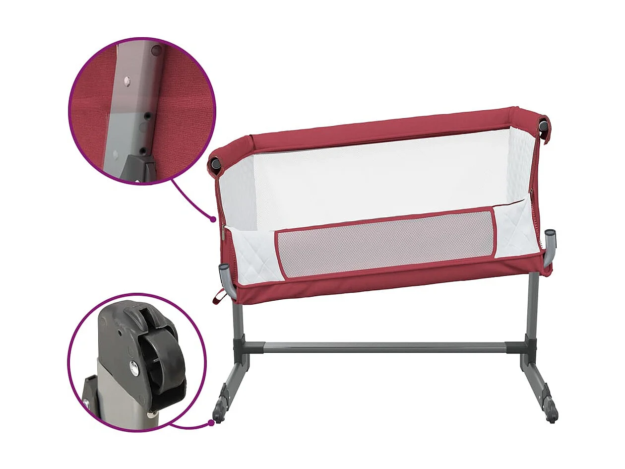 Lit pour bébé avec matelas Rouge Tissu de lin