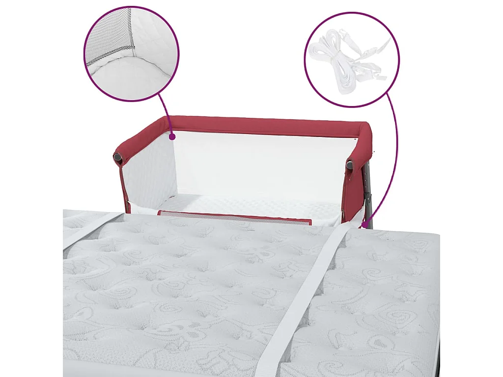 Lit pour bébé avec matelas Rouge Tissu de lin